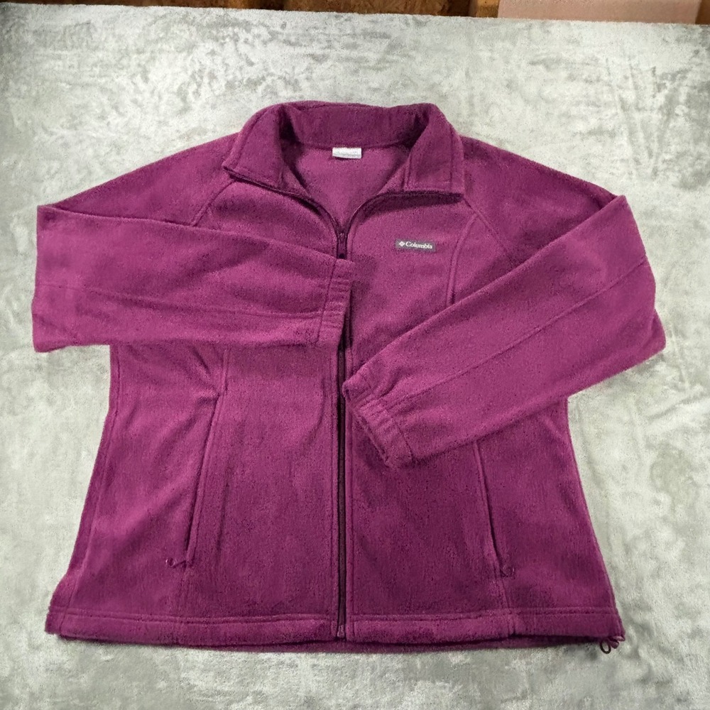 Columbia Benton Springs Fleece Jacket Purple Full Zip Mock Neck WL6439 XL